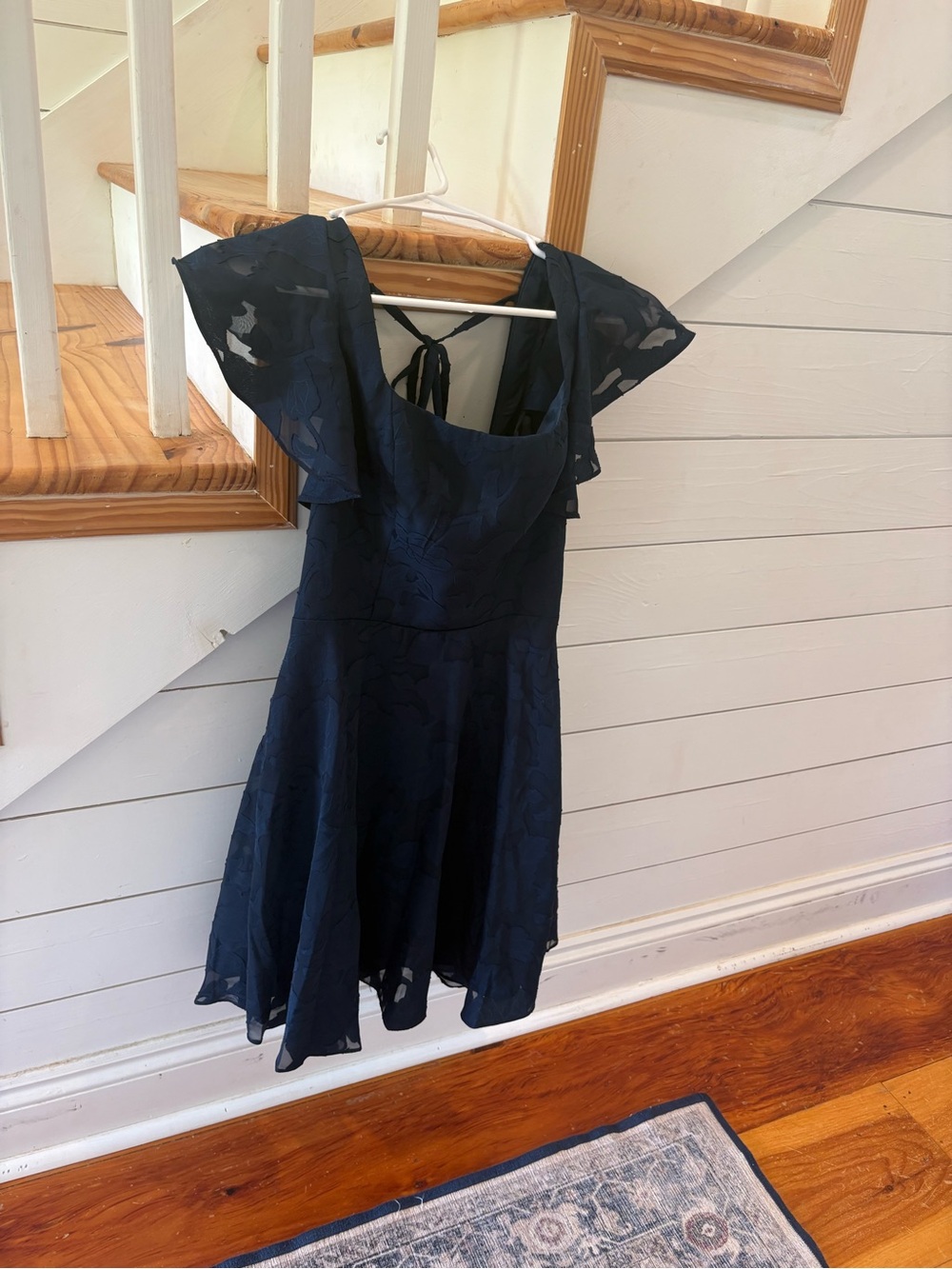 Azazie Navy Blue Flutter Sleeve Fit-and-Flare Dress (worn once for a wedding)
